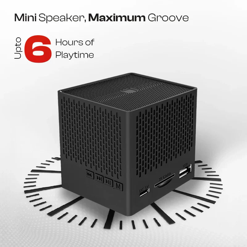 Lapcare Kube 5W Portable BT 5.3V Speaker With In-Built Mic- Black (LBS-702)