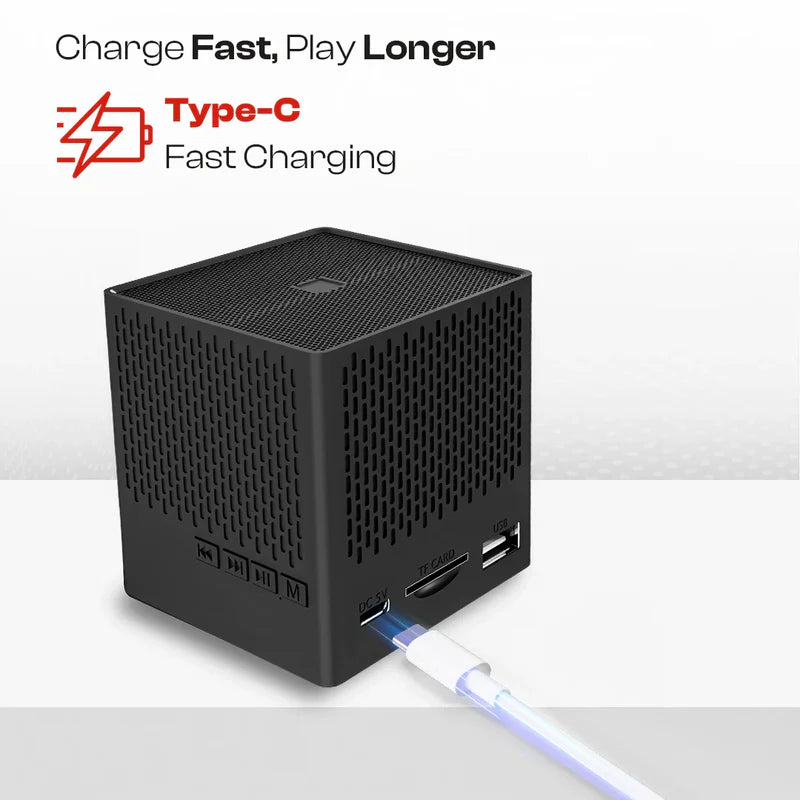 Lapcare Kube 5W Portable BT 5.3V Speaker With In-Built Mic- Black (LBS-702)